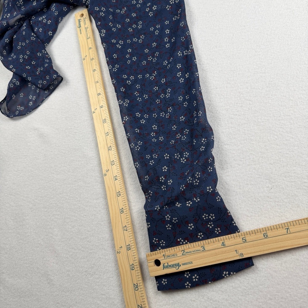 Veronica Beard Women's Finley Ruffled Tie Neck Floral Printed Blouse Navy Sz 10 - Picture 5 of 10